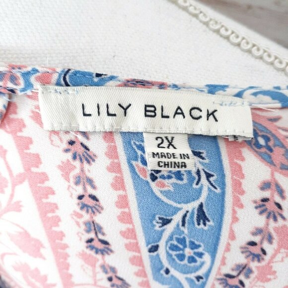 Lily Black Blouse 2X Top Paisley 809 - Picture 4 of 6